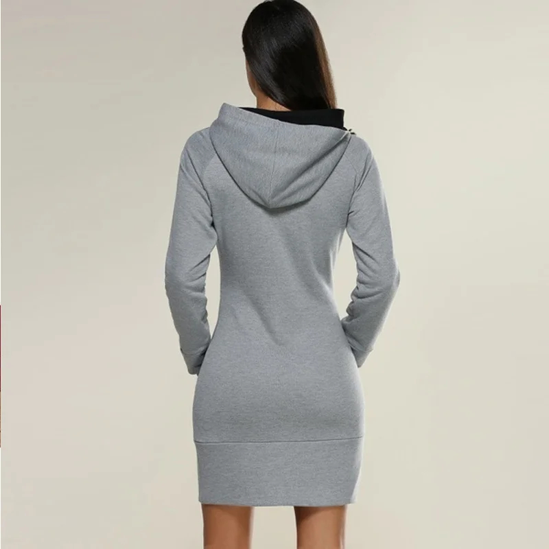 Women Custom Your Logo Hoodie Dresses Casual Long Sleeved Sweater Dress Casual Fashion Pullovers Sweatshirt