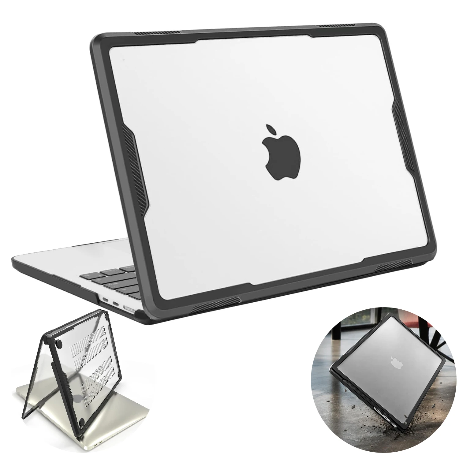 Compatible With MacBook Air 13.6 inch Case M5 M4 M3 M2 2026-2022 Heavy Duty Rugged Shockproof Hard Shell with TPU Bumper