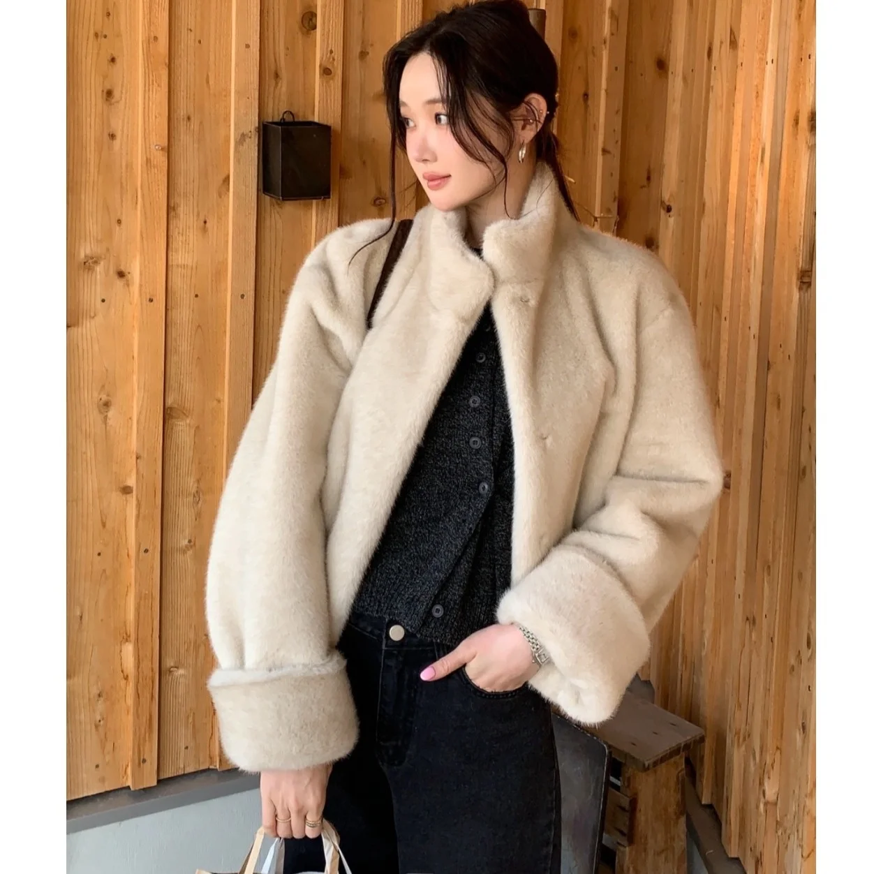 Abrigo elegante ort de lujo para mujer, prendas de vestir exteriores de piel cálida, chaqueta acolchada coreana para primavera, Otoño e Invierno para mujer