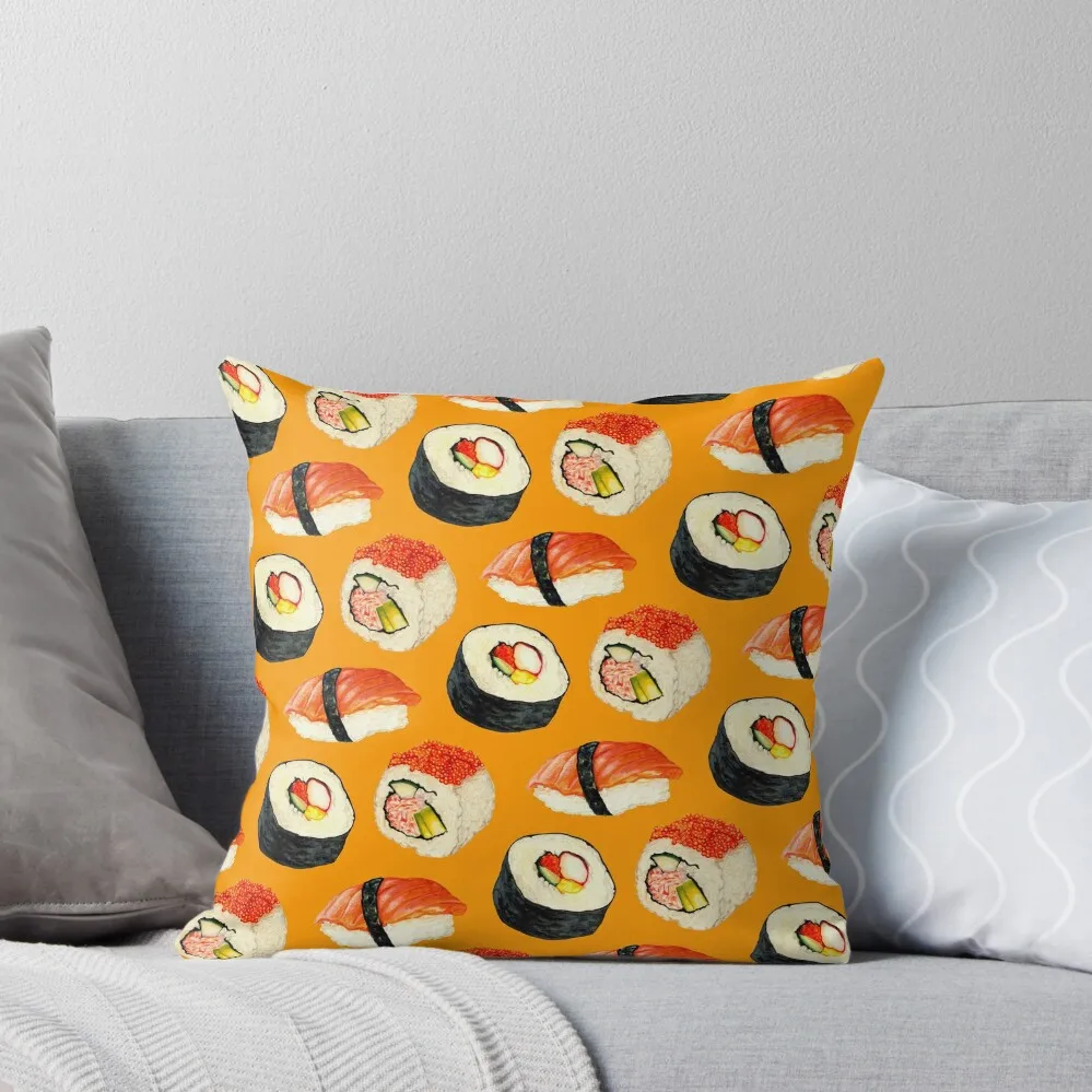 

Sushi Pattern - Orange Throw Pillow Luxury Pillow Case Decorative Cushions Luxury Sofa Cushions Christmas Covers pillow