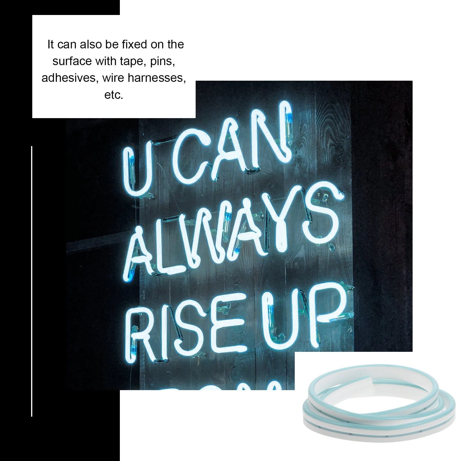 

1pc Led Neon Strip Light Waterproof Silicone Rope Light Bendable Decorative Strip Ice Blue Color For Home Room Decoration