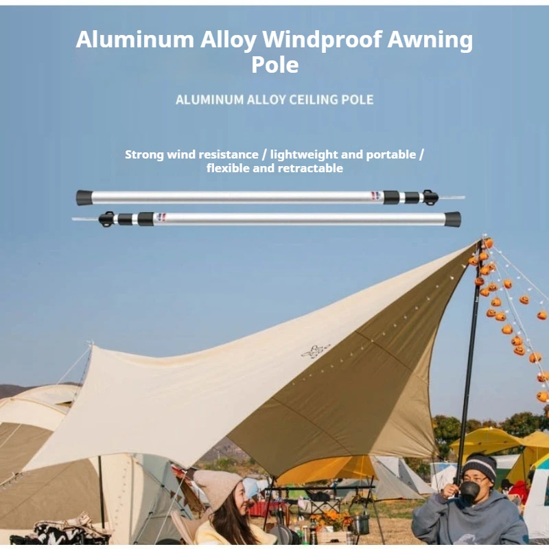 2 SZT. Srebrne Aluminiowe Słupki do Markiz Regulowane Teleskopowe Wsporniki do Daszków Wytrzymałe Pręty do Namiotów Przenośne Zewnętrzne Słupki do Patio Ogrodu Osłony Przeciwsłonecznej Części Zamienne
