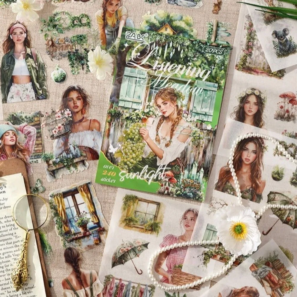 

Новый альбом для наклеек в ретро-стиле, 20 листов, элегантные вырезанные PET-наклейки для девочек, материалы для творчества своими руками