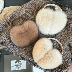 Luxury Winter Fashion Unisex Genuine Mink Fur Earmuffs With Velvet Band Mens Womens Foldable Ear Warmer Real Fur Ear Muff