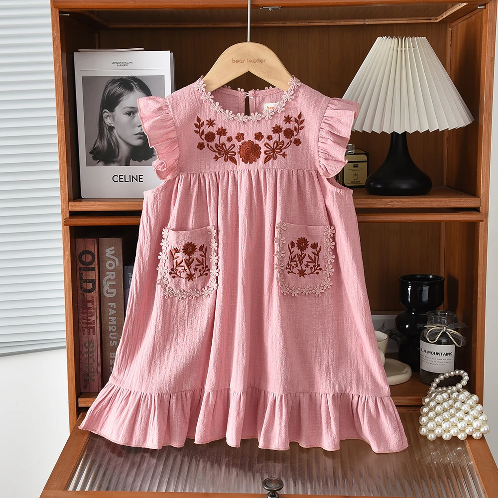 embroidered baby dress Emilia Heirloom Dress and Bonnet in Pink main image 1