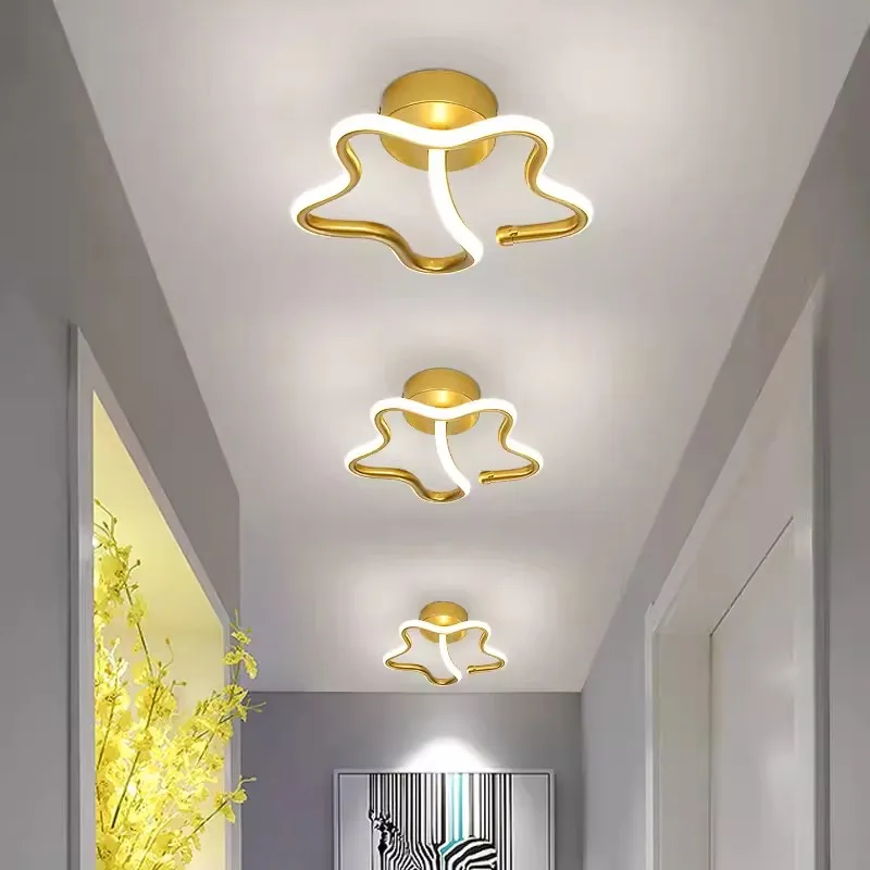 Современный светодиодный потолочный светильник, золотой алюминиевый потолочный светильник для гостиной, спальни, коридора, прихожей, внутреннего декора, домашнего освещения