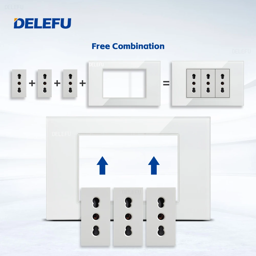 DELEFU 흰색 강화 유리 이탈리아 USB TypeC 고속 충전 벽 소켓 Schuko T... - 3