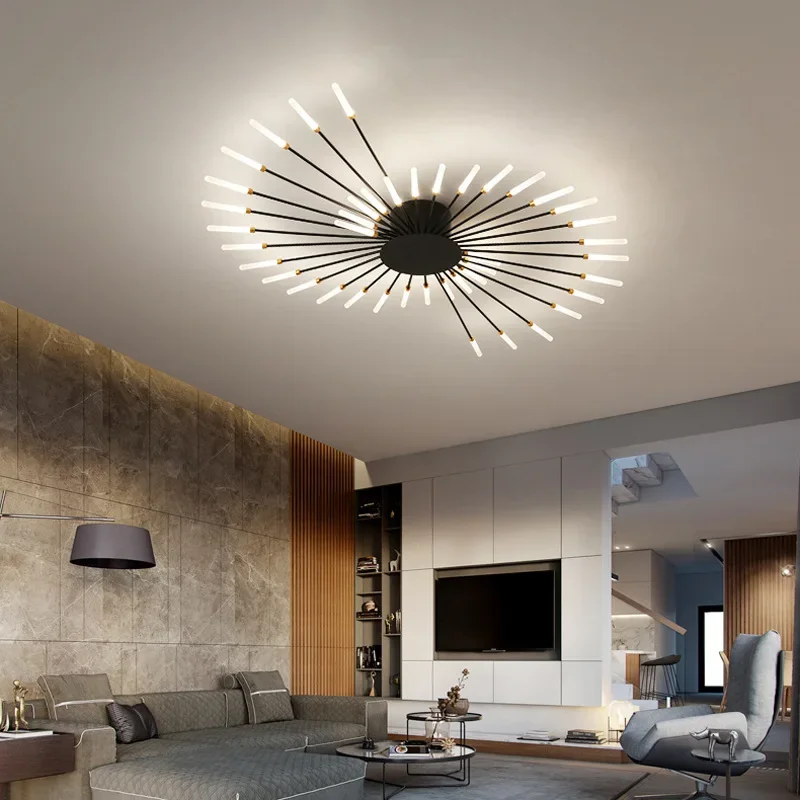 Modern Minimalist Strips Ceiling Chandelier Black Gold for Bedroom Dining Living Room Pendant Home Decor Lighting Luster Fixture