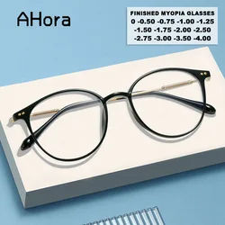 Ahora INS Fasion Finished Myopia Glasses Frame Student Women Men Retro Nearsightedness Glasses 0 -1.25-1.5-1.75-2.25-2.75-3.0-4