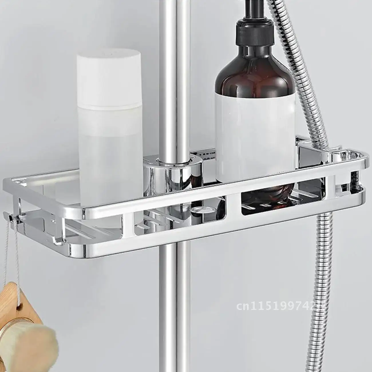 Shower Shelf Tray Bathroom Shelves Drain Racks No Drilling Lifting Rod Removable Stand Soap Holder Storage Rack Tray