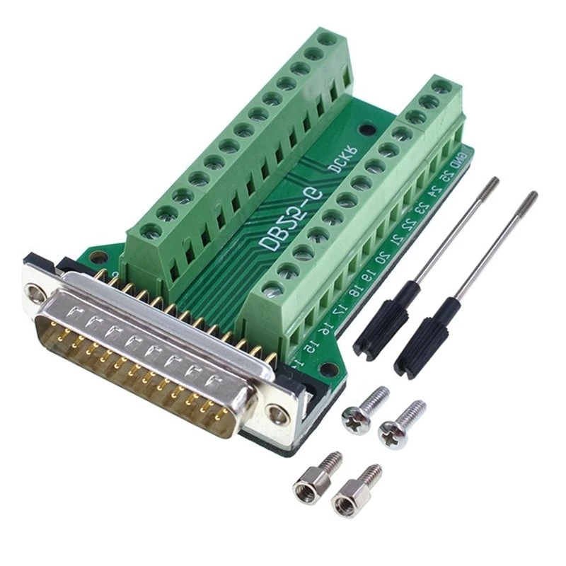 BAAJ-For Home Improvement Compatible DB25 Male/Female 25 Pin Connector Plug Breakout PCB Board With Thumb Screws Male Plug