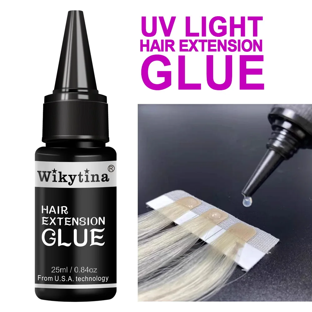 Kit de extensiones de cabello con luz en V avanzada, cinta con máquina UV de alta tecnología y pegamento para uso en salón de calidad, cabello sin costuras