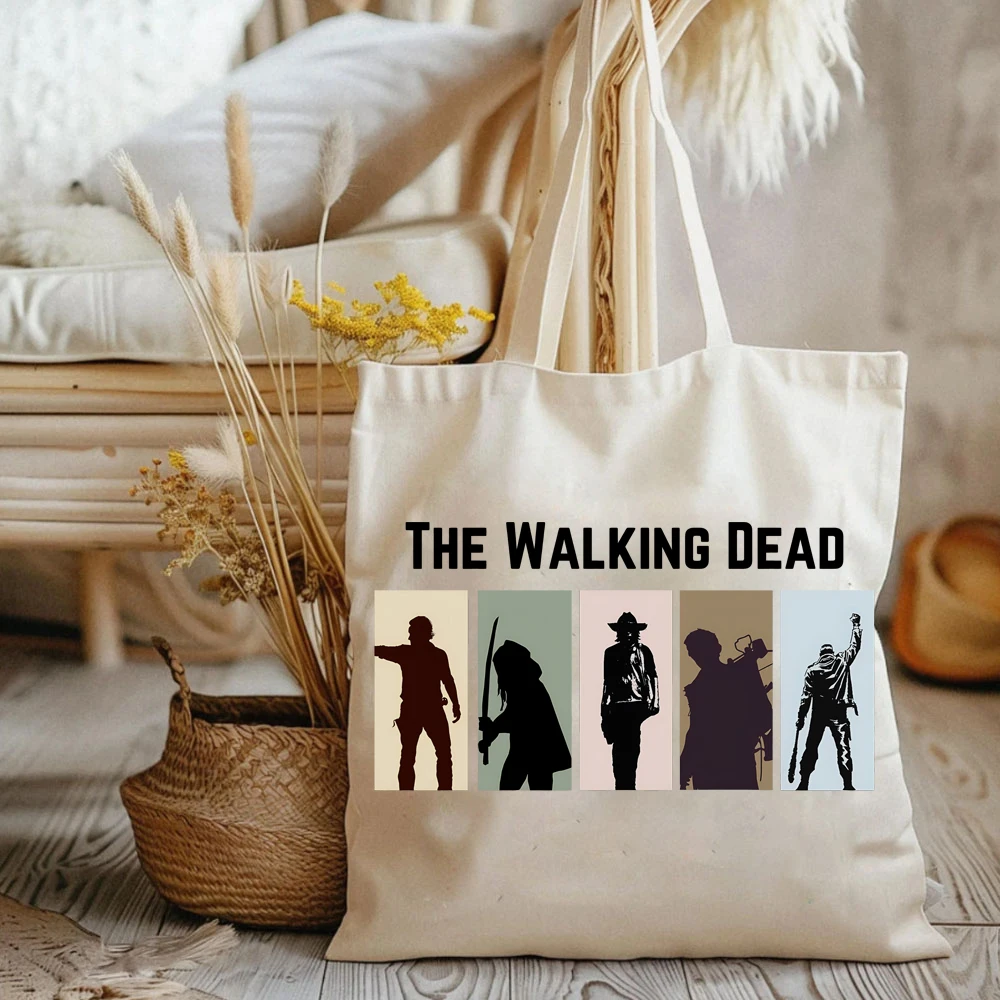 Film di classe The Walking Dead Group stampa grafica Tote Bag Horror Fans Gift Ladies elegante borsa a tracolla borsa di tela di grande capacità