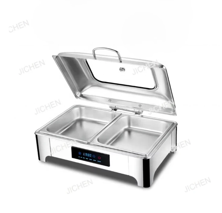 

Electric heating 440W stainless steel heat insulation rectangular hydraulic buffet pot 9L hotel canteen tableware