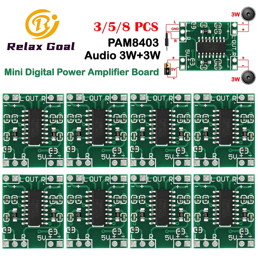 3/5/8PCS PAM8403 Audio 2x3W Mini Digital Power Amplifier Board Module for Class D Stereo Audio Amplifier Module 5V Power