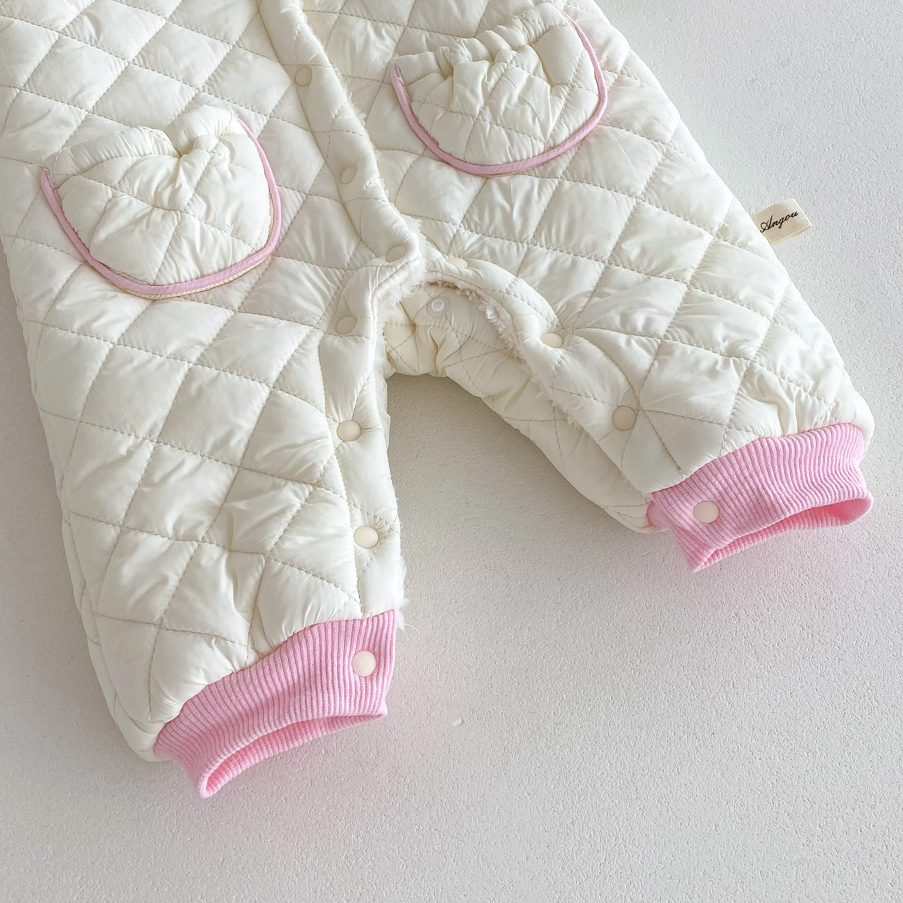 Entzückender Baby-Fleece-Strampler, gefütterte Winter- und Herbstkleidung für Mädchen, warmer Baby-Overall, Neugeborenen-Krabbelanzug. – Detail 8