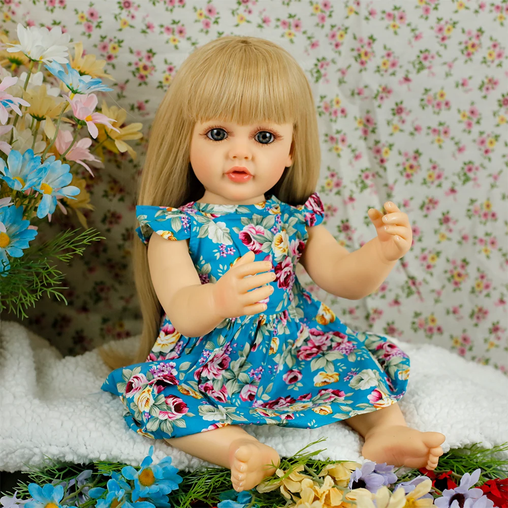 55CM Betty Realistica bambola rinata piena di silicone vinile corpo lavabile capelli biondi realistici principessa bambina regali di Natale
