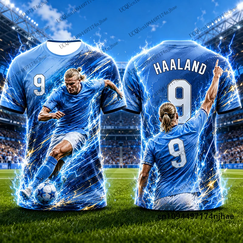 2026 Neuerscheinung Sonderedition Haaland # 9 bedruckte Fußballtrikots für Herren, T-Shirts, Sport-Trainings-T-Shirts, lässige Oberteile für Kinder/Erwachsene – Detail 8