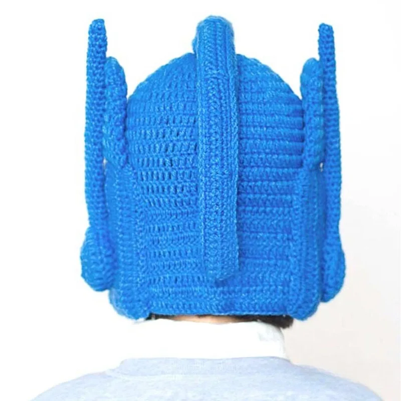 หมวกไหมพรมถักมือรูปหมวกออพติมัส ไพรม์ แปลงร่างฤดูใบไม้ร่วง-ฤดูหนาว ของขวัญคริสต์มาส ของใช้ในชีวิตประจำวัน