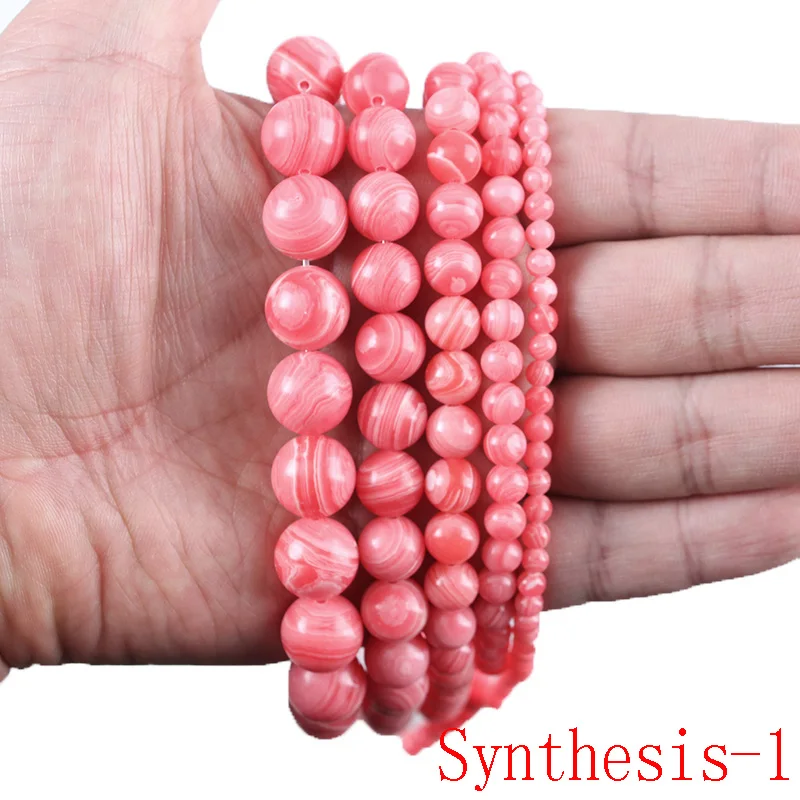 100% Natural Stone Argentine Rhodochrosite Gemstone Round Loose Bead Diy Spacer Beads for Jewelry Making Accessories