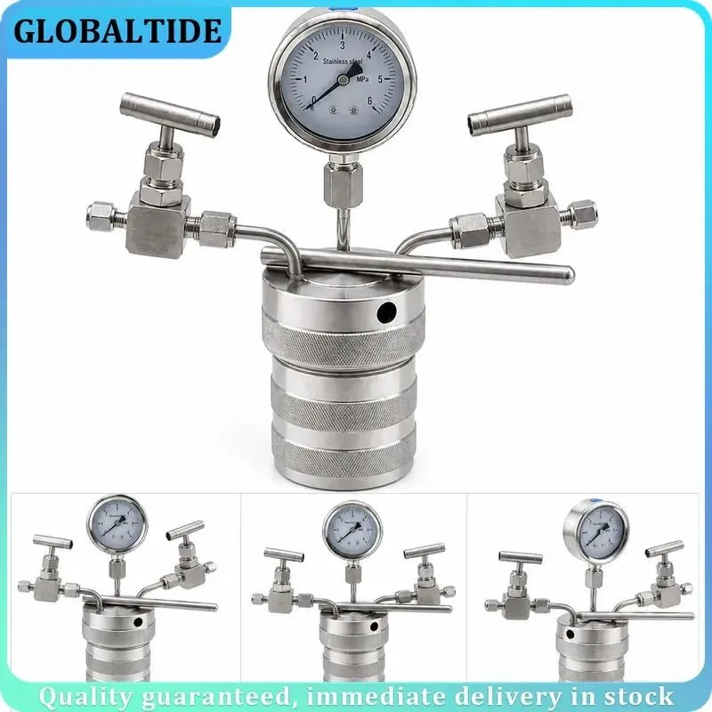 Hydrothermal Synthesis Autoclave Reactor Vessel with Inlet Outlet Gauge 25/50/100ML 6Mpa High Pressure Stainless Steel Lab