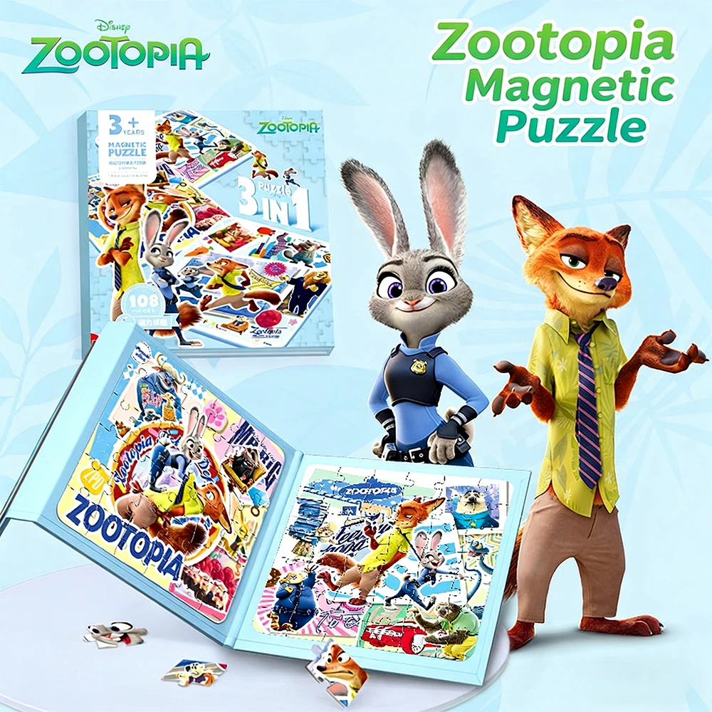 Zootopia 2 Magnetpuzzle Judith Nick Cartoon Anime 3IN1 Puzzle Kinder Bildung Magnetisches ruhiges Buchspiel Spielzeug