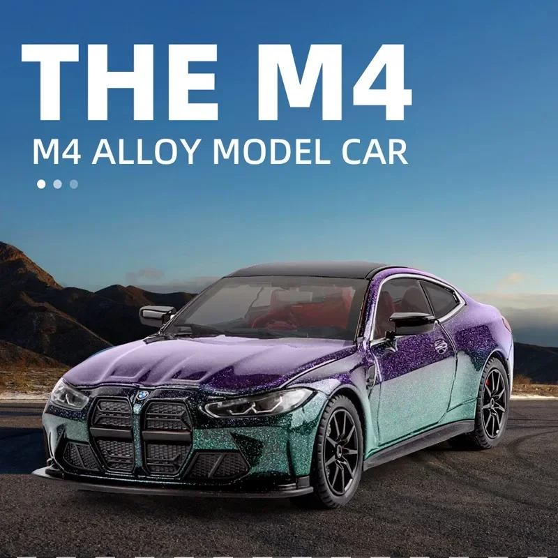 Alloy 1:24 Scale BMW M4 Sport Car Model Simulation Diecast Toy Vehicle Collection Home Decor Children Boy Birthday Gift Toy Car