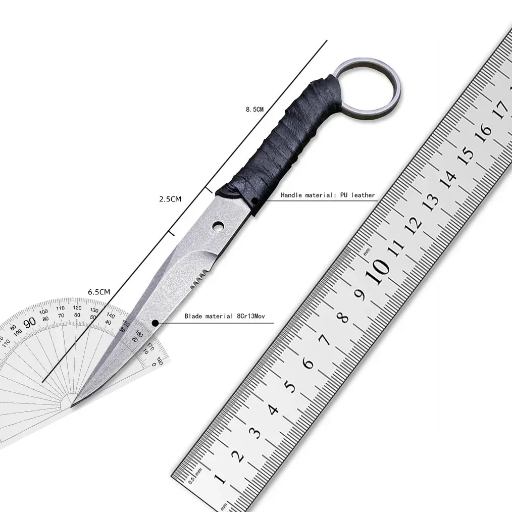 Mini cuchillo de anillo de hoja fija Bastinelli de transporte diario, hoja 440c EDC, cuchillos tácticos de rescate, herramienta múltiple para acampar al aire libre y cazar