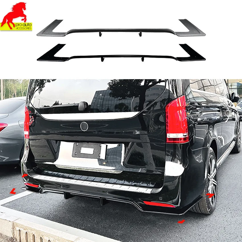 For Mercedes Benz V Class V260 W447 AMG Line 2018-2023 Rear Bumper Lip Spoiler ABS Diffuser Splitter Trim Cover Car Styling