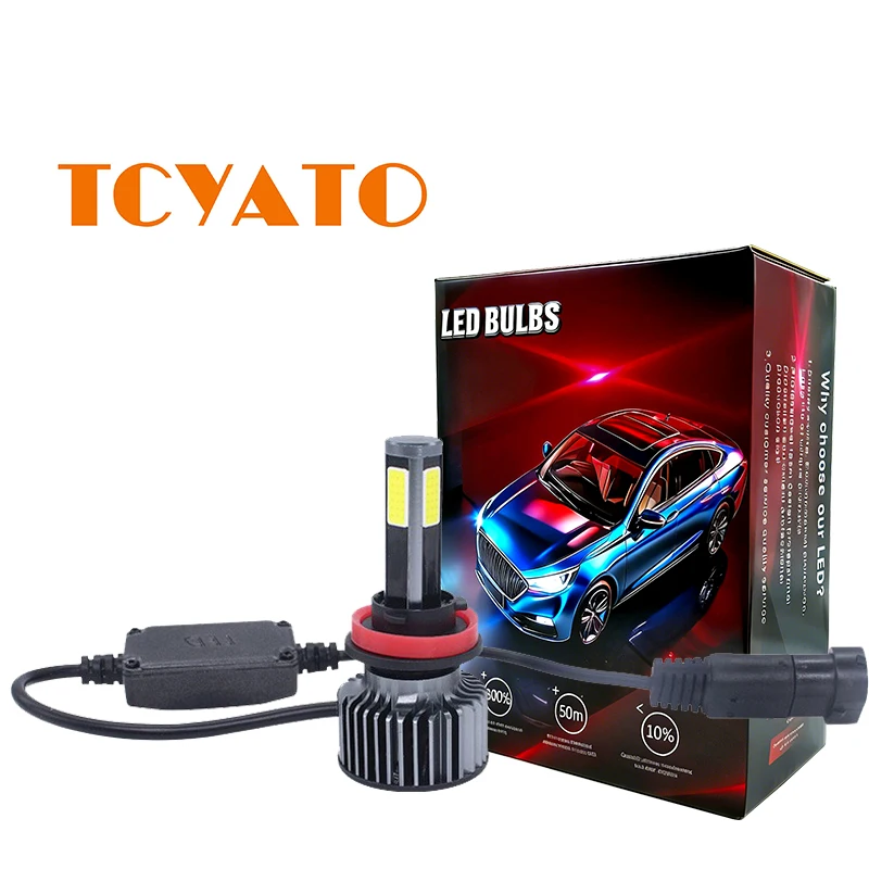 

TCYATO 4-sided LED car headlights 150W 15000LM 6500K white H4 headlights 9005/9006/9012/H1/H3/H4/H7/H11headli