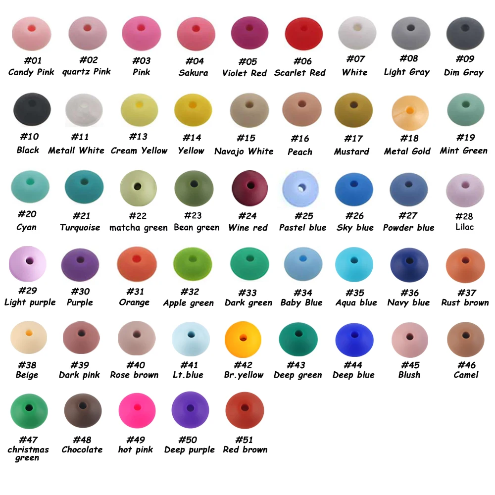 100 sztuk/partia silikonowe koraliki z soczewicy 12mm luźne koraliki dystansowe BPA Free Food Grade DIY Charms biżuteria akcesoria naszyjnik bransoletka