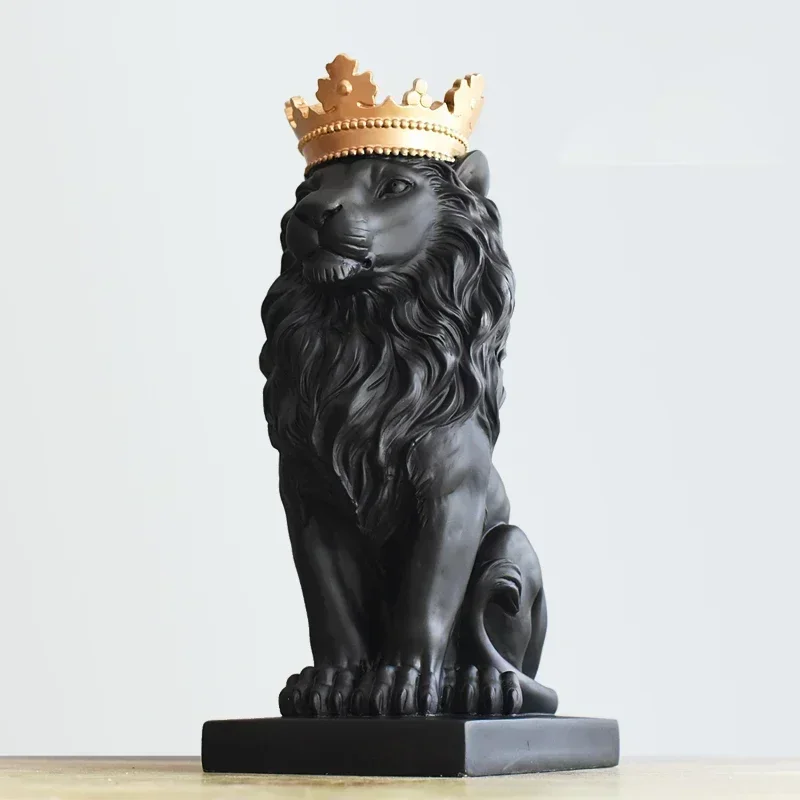 

Nordic Handsome Crown Lion Resin Statues Ornaments Home Decoration Crafts Mascot Modern Office Desktop Figurines Sculptures Art