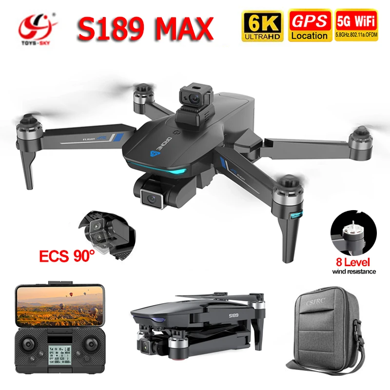 S189 MAX GPS Folding Brushless RC Drone 25mins 2KM 6K Ultra HD Camera 5G WIFI FPV  Resistance Remote Control Quadcopter Toy