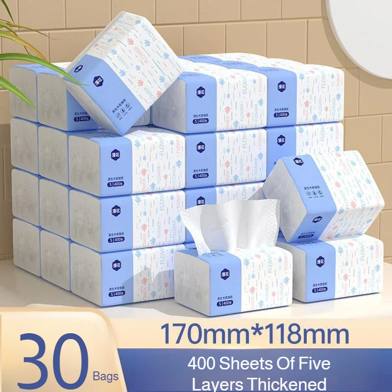Manhua Facial Tissue 400 Sheets Per Pack Virgin Wood Pulp Thickened Soft Absorbent Household Napkins Daily Toilet Paper Towels