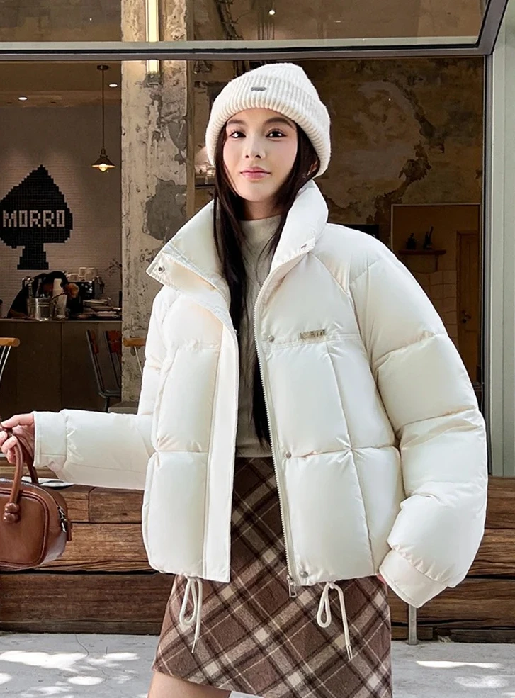

Women Winter Coat Straight Cut Bread Sleeve Jacket Thick Cotton Warm Outerwear Fashion Padded Coat Long Trench Casual Streetwear