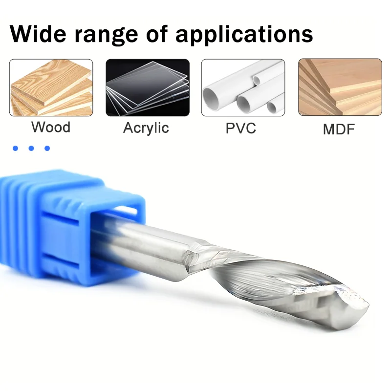 5 adet Tek Flüt Spiral Kesici 3.175/4/5/6mm Shank 1F Yukarı Kesim Karbür End Mill Seti CNC Freze Uçları Gravür Akrilik Ahşap
