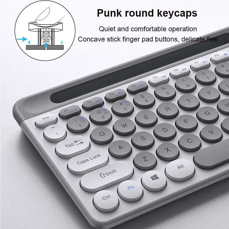 Teclado inalámbrico con Bluetooth, miniteclado portátil de tres modos, tamaño completo, 2,4G, para ordenador portátil, PC, TV, iPad, Macbook, Android