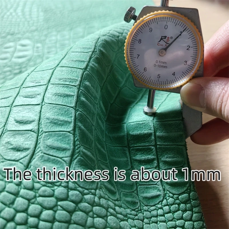 Picture 6: 1mm Yellowish Brown.Turquoise Crocodile Cowhide.First Layer Leather.Real Leather Fabric.Handmade DIY For Wallet.Cut the Whole