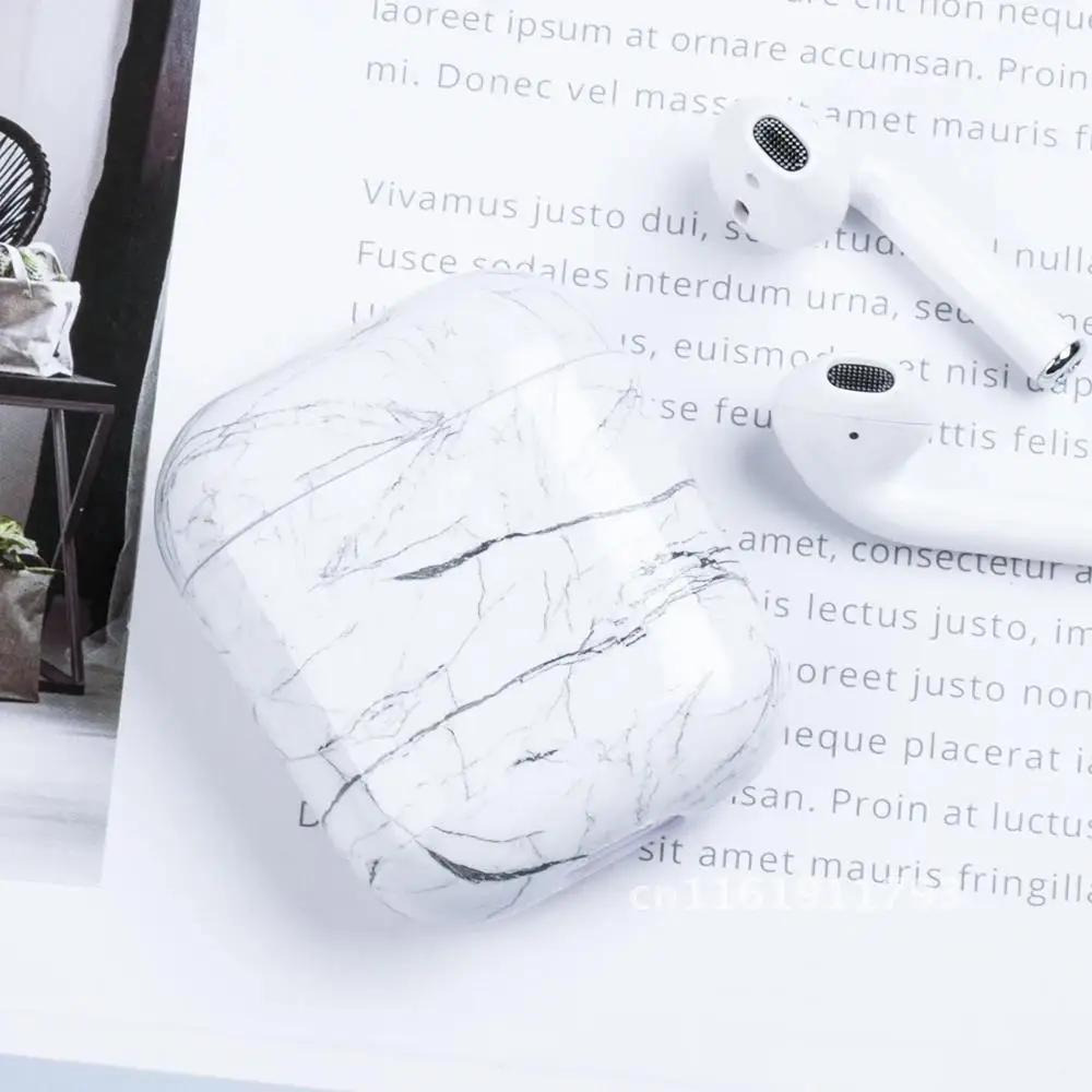 Trendy Earphone Cases on For Airpods 1 2 Marble Pattern Case Cover Charging Box Shell For AirPods 1 Air Pods 2 Protective Sleeve