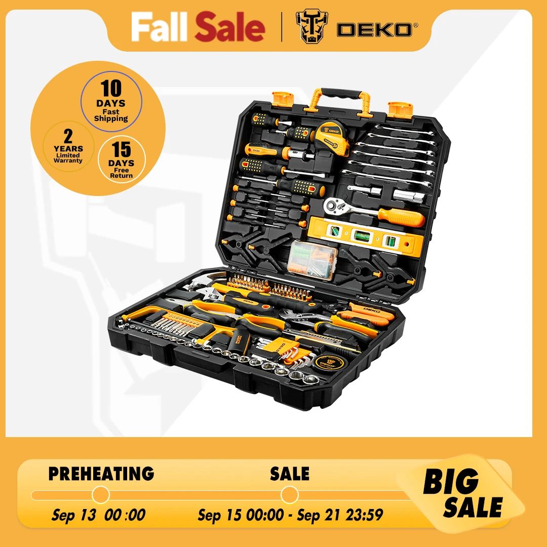 

DEKO 228Pieces Socket Wrench Auto Repair Tool Combination Package Mixed Tool Set Hand Tool Kit with Plastic Toolbox Storage Case