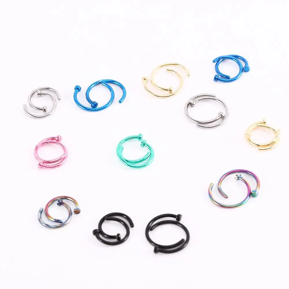 10 Pcs Punk Stud Earrings Stainless Steel C Shape For Women Circular Jewelry Body Piercing Lip Rings Nose Rings