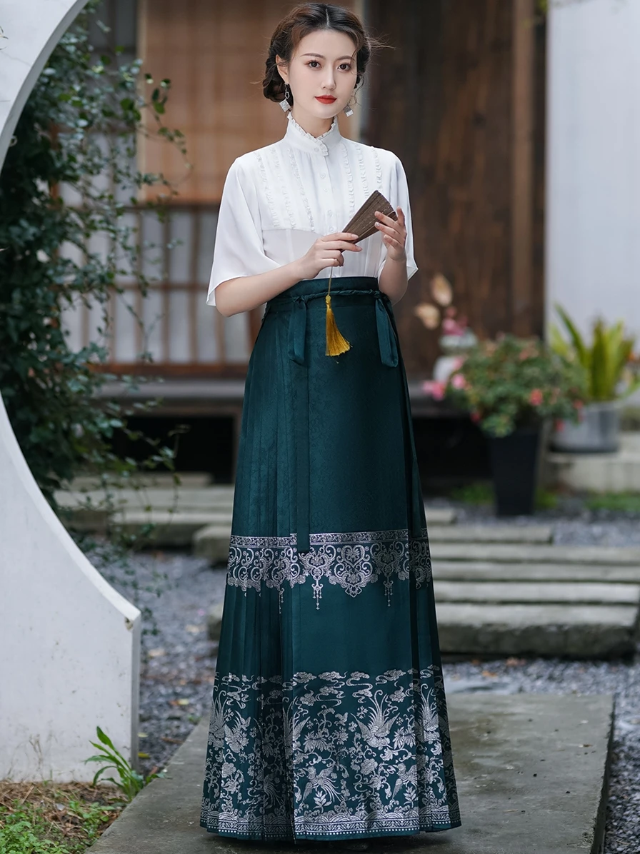 

Новый китайский летний женский вышитый комплект Ханьфу Qiyueji Daily Ming Dynas Ma Face Skirt Wu Qingluan