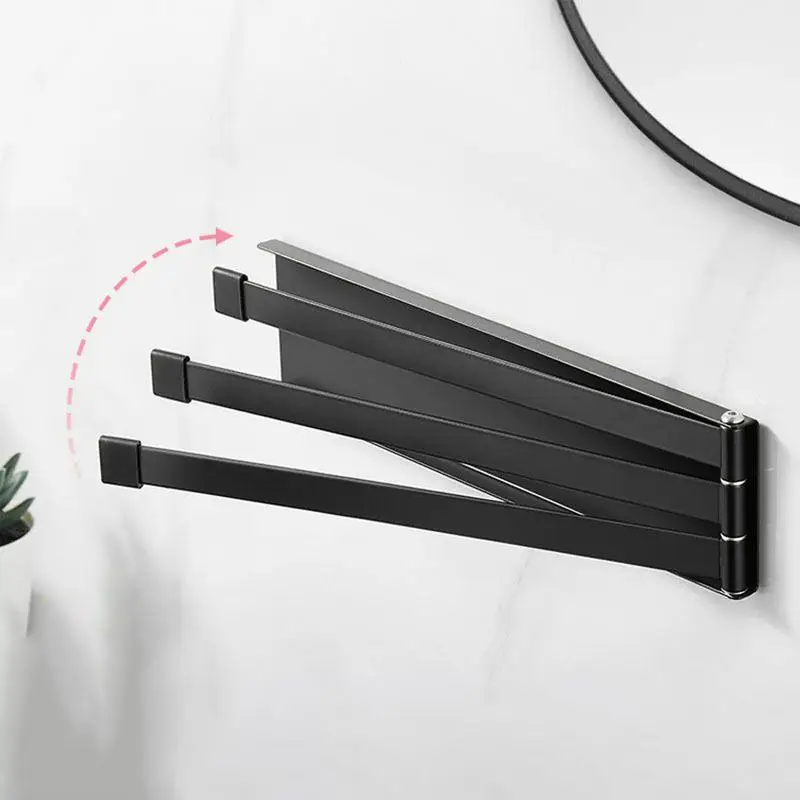 Magnetic Towel Rail Rack Wall Mounted Bathroom Folding Towel Drying Rack Kitchen Rag Hand Towel Storage Shelf Household Supplies - view 2