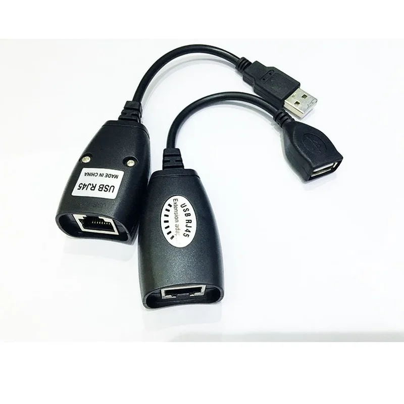 USB 2.0 Extension Extender Adapter Male & Female Up To 50m Using CAT5/CAT5E/6 RJ45 Lan Network Ethernet Repeater Cable