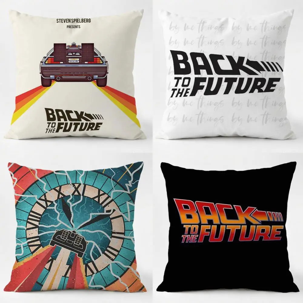 B-Back To The Future Cushion Cover Daily Washable Linen Pillowcase Soft  for Sofa Bed Home Room Decor