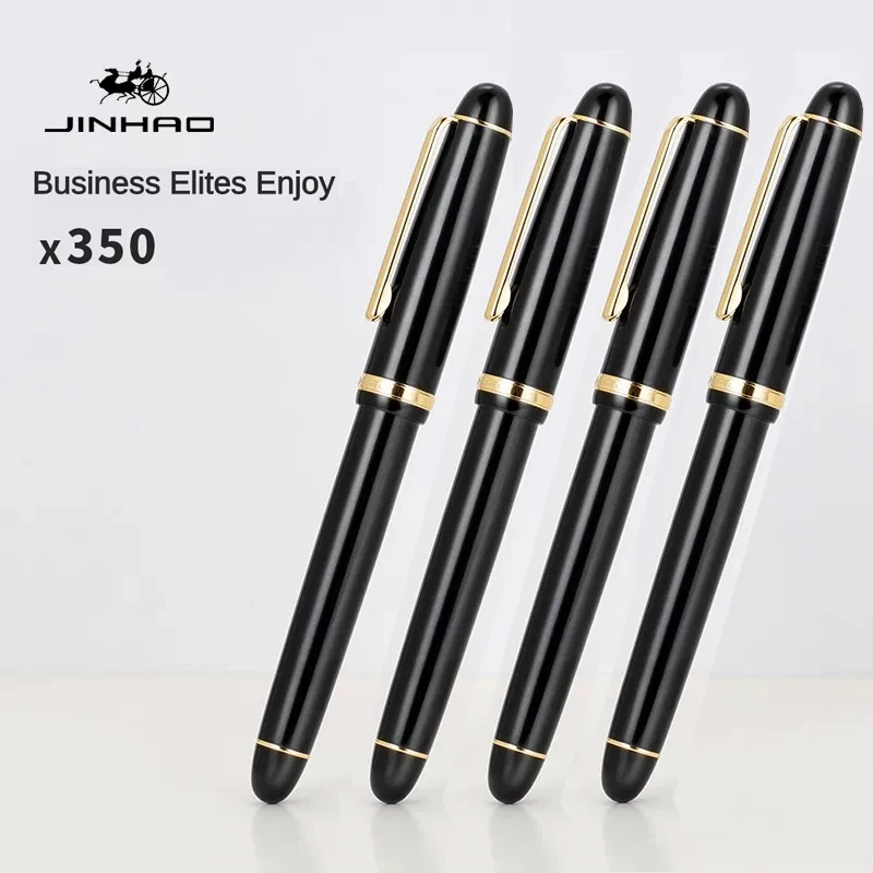 jinhao x350 caneta tinteiro preto clipe de ouro luxo caneta stilografica m f ef nib escrita caneta tinta escritorio escola artigos de papelaria suprimentos 01