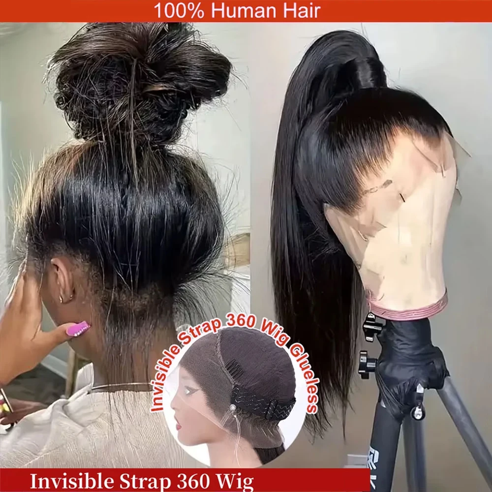30 40 42 Inch HD 360 Full Lace Front Wig Human Hair 220%  Bone Straight Lace Frontal 100% Real Human Hair Wigs For Balck Women