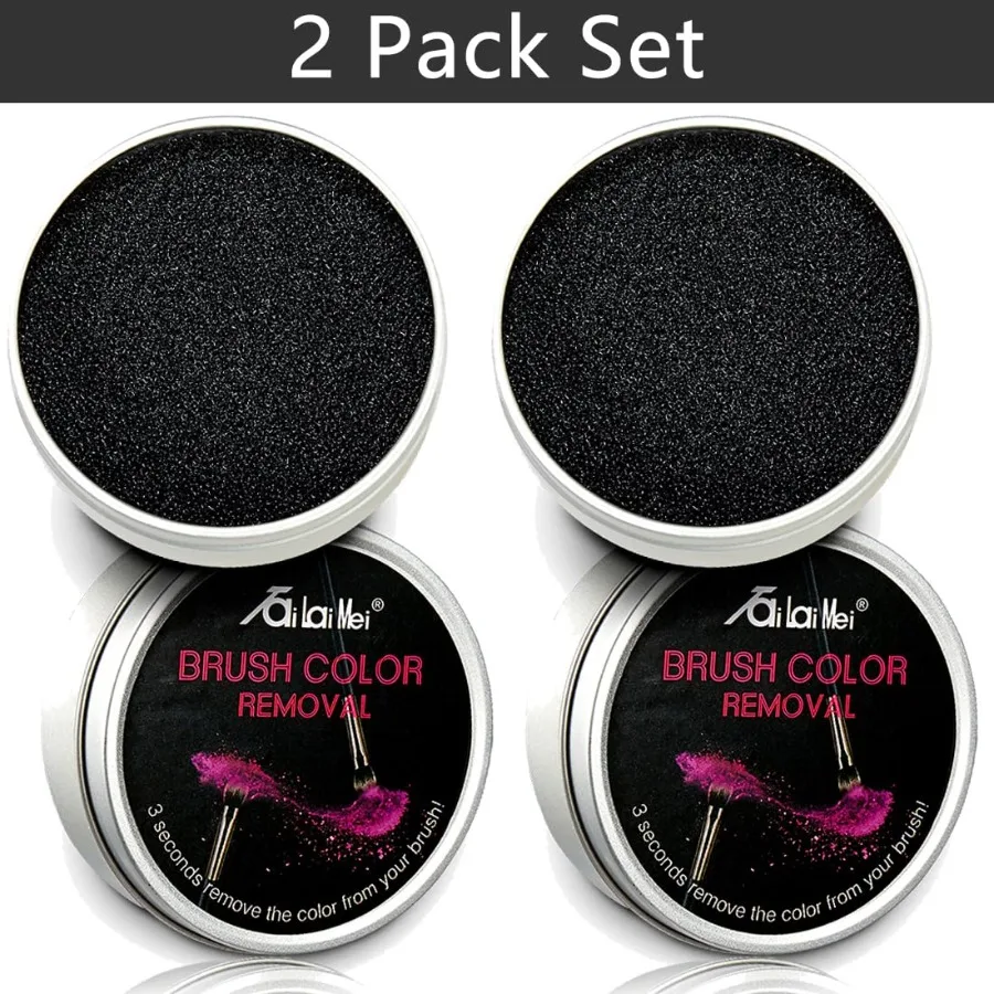 Éponge nettoyante pour dépose de couleur, 2 paquets, nettoie rapidement facilement les pinceaux de maquillage, poudre sans eau ni Solutions chimiques, élimination