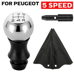 Nowy chrom samochodu ABS pokrętło zmiany biegów 5 Speed dla Peugeot 106 107 206 207 306 307 308 3008 406 5008 605 807