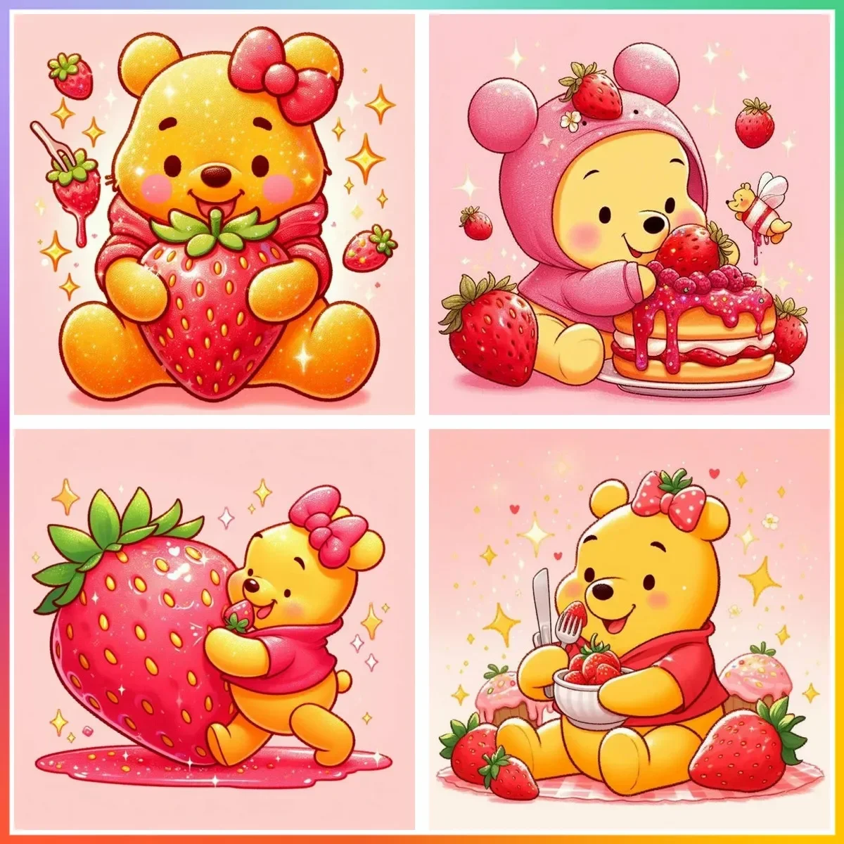 

Вышивка крестиком клубника Винни Пух алмазная живопись ремесла 5D Сделай Сам искусство мозаика Вышивка Узор элемент домашний декор новый комплект подарок